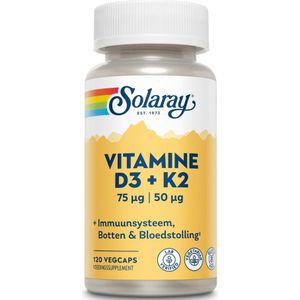 Solaray Vitamine D3 & K2  120 Vegetarische capsules