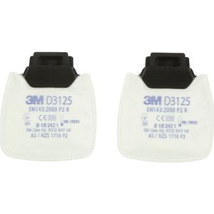 3M Secure Click™-deeltjesfilter D3125, beschermingsniveau P2 R, VE = 10 paar, voor halfmasker HF-800