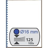 Fellowes Plastikbinderücken A4 21 Ringe blau 16mm VE=100 Stück