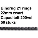 Fellowes Plastikbinderücken A4 21 Ringe schwarz 22mm VE=50 Stück