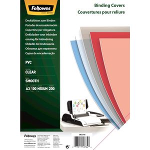 Fellowes Deckblatt PVC, transparent, DIN A4, für Draht- und Plastikbindemaschinen, 300 µm, 100
