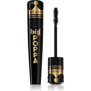 wet n wild, Big Poppa Mascara, Intense Volume, Wimperverlengende Mascara, Verrijkte en Schilfervrije Formule met Castor Olie, Opbouwbare Intensiteit, Blackest Black