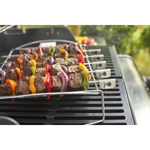 Schaschlik-Set, 5 Spieße mit Edelstahlgestell