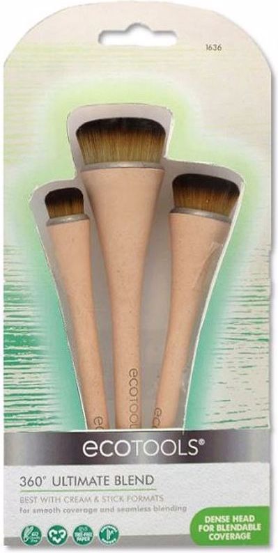 Ecotools - 360º Ultimate - Make-up Borstel - 3 Stuks - Ergonomisch Handvat - Bamboe
