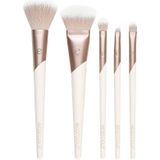 EcoTools Luxe Natural Elegance Professionele gezichtsmake-up & Foundation Brush Set, voor gezicht, wang en oogmake-up, milieuvriendelijke make-upborstels, roze, luxe en glamoureus, 5-delige set