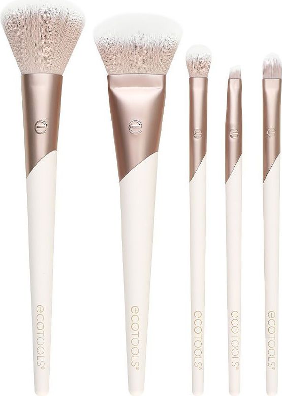 EcoTools Luxe Natural Elegance Professionele gezichtsmake-up & Foundation Brush Set, voor gezicht, wang en oogmake-up, milieuvriendelijke make-upborstels, roze, luxe en glamoureus, 5-delige set