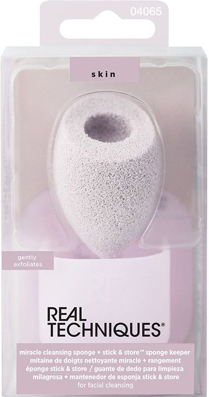 Real Techniques Sponges Spons Miracle Cleanse Sponge + Sponge Keeper