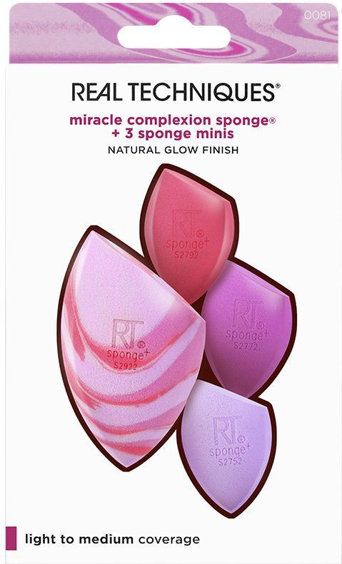 Real Techniques - Berry Pop Miracle Complexion Sponge - Make-up Spons - Inclusief 3 Sponge Minis