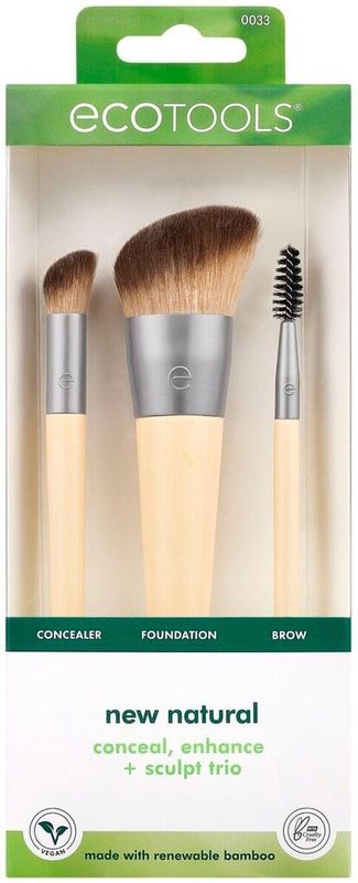 EcoTools - Natural Conceal, Enhance, + Sculpt Trio - Make-upkwasten Set - Veganistisch - Dichte Synthetische Haren