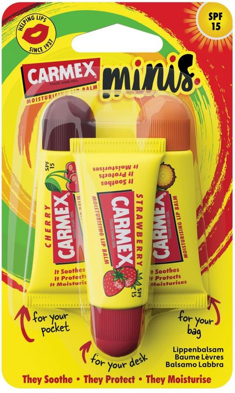 Carmex Lippenbalsem Mini's Assorted SPF15 Tube 3-Pack 3 stuks