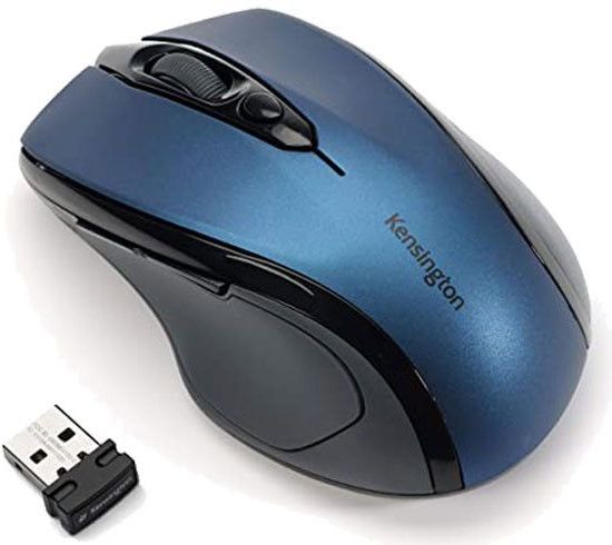 Funkmaus Kensington Pro Fit, für Rechtshänder, 1750 dpi, 5 Tasten & Scrollrad, USB-Receiver, inkl. 2 x AAA Batterien, saphirblau
