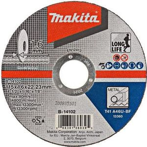 Makita B-14102 Doorslijpschijf 115x1,6x22,23mm staal