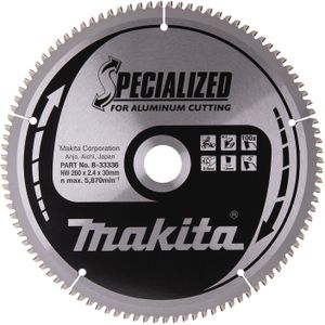 Makita Afkortzaagblad voor Aluminium | Specialized: Aluminium | Ø 260mm Asgat 30mm 100T - B-33336