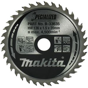 Makita B-33635 Specialized zaagblad 136x20mm, 36 tanden