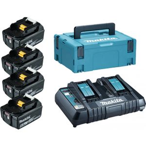 Makita Accu Starterset 18V DC18RD 4xBL1860B - 198091-4