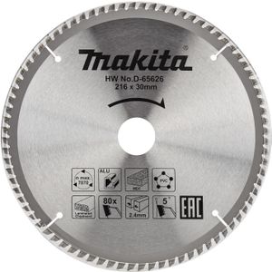 Makita Accessoires D-65626 Afkortzaagblad | div. materialen | 216x30x2,4 | 80T | 5g - D-65626