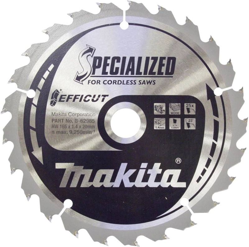 Makita B-62985 B-62985 Cirkelzaagblad 165 x 20 x 1.4 mm Aantal tanden: 25 1 stuk(s)