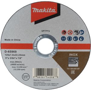 Makita D-65969-12 Doorslijpschijf 125x22,23x1,0mm RVS VE=12