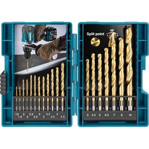 Makita - Accessoires Borenset - HSS-TiN - 19dlg - Inclusief Kunststof Koffer