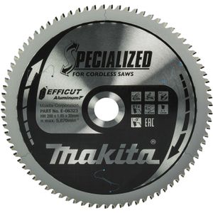 Makita Afkortzaagblad voor Aluminium | Efficut Aluminium | Ø 260mm Asgat 30mm 81T - E-06323