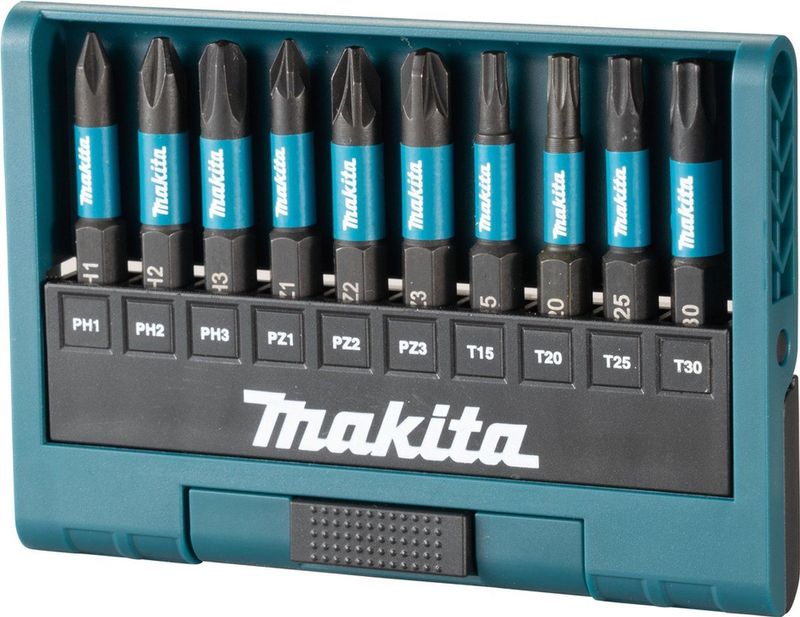 Makita E-12011 Slagschroefbitset - 10-delig - Zwart - Roestwerend