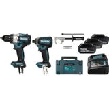 Makita DLX2418TJ 18V Li-Ion Accu Klopboor-/schroefmachine (DHP486) & Slagschroevendraaier (DTD153) Combiset (3x 5.0Ah Accu) In Mbox