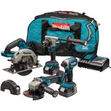 Makita DLX4156TX1 | Combiset | 18 V | allround tot zwaar boor-, (slag)schroef-, slijp- en cirkelzaagwerk | Set | 5,0 Ah | in Tas