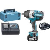 Makita DTW1001RTJ 18v Slagmoersleutel 1050 Nm 5,0Ah accu (2 st), snellader, Mbox