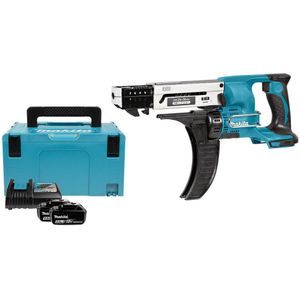 Makita DFR550RTJ 18V Li-Ion Accu Schroefautomaat / Bandschroefmachine Set (2x 5.0Ah Accu) In Mbox - 25-55mm