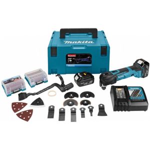 Makita DTM51RTJX3 18V Li-Ion Accu Multitool Set (2x 5.0Ah Accu) + 41 Delige Accessoireset In Mbox - Snelwissel