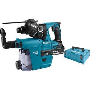 Makita combihamer - DHR242RTJW - 18 V - SDS-Plus - incl. 2 x 5,0 Ah accu en snellader - in Mbox - met stofafzuiging