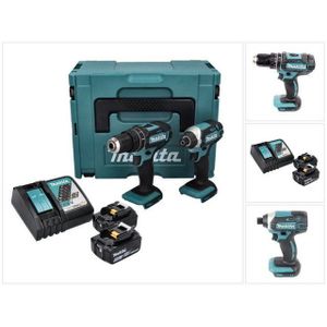 Makita DLX2131TJ 18V Li-Ion Accu Klopboor- /schroefmachine (DHP482) & Slagschroevendraaier (DTD152) Combiset (2x 5.0Ah Accu) In Mbox