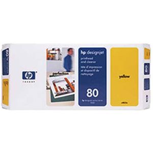 HP 80 (C4823A) printkop geel en printkopreiniger (origineel)