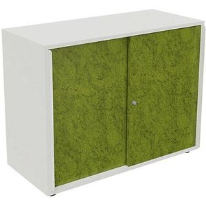 Schuifdeurkast NEOTEX met akoestisch front, h x b x d = 775 x 1000 x 440 mm, front appelgroen