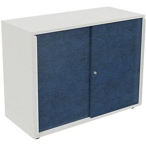 Schuifdeurkast NEOTEX met akoestisch front, h x b x d = 775 x 1000 x 440 mm, front atlantisch blauw