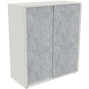 Schuifdeurkast NEOTEX met akoestisch front, h x b x d = 1150 x 1000 x 440 mm, front marmergrijs