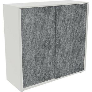Schuifdeurkast NEOTEX met akoestisch front, h x b x d = 1150 x 1200 x 440 mm, front granietgrijs