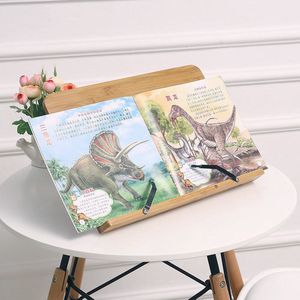 Decopatent Verstelbare Boekenstandaard - Boekenhouder voor kookboek (kookboekstandaard) tablet of boek standaard - Bamboe - Hout