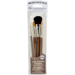 Royal & Langnickel RSET-9165 - Gold Taklon 4-delige mop-kwastenset