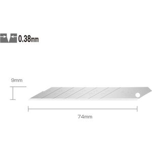 Olfa SAB-10 - Reservemesjes - 9mm - Zilver - Blister van 10