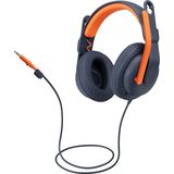 Logitech - Zone Learn - Bedrade Headset - Blauw, Oranje - Gerecycled Materiaal, Plug-and-Play, Militair Standaard 810G