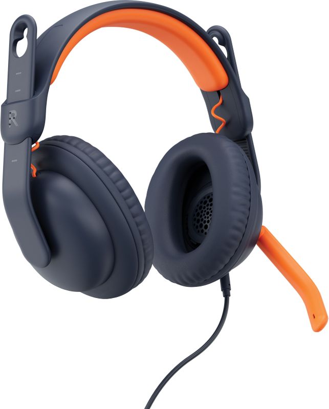 Logitech - Zone Learn - Bedrade Headset - Blauw, Oranje - Gerecycled Materiaal, Plug-and-Play, Militair Standaard 810G