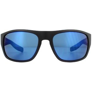 Costa del Mar wrap heren mat zwart blauwe spiegel gepolariseerde plastic zonnebril | Sunglasses