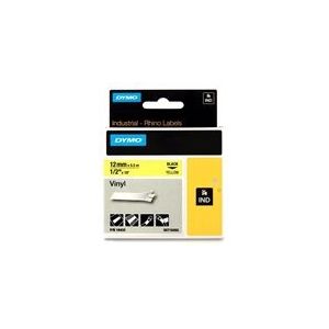DYMO S0718450 / 18432 IND Rhino tape vinyl zwart op geel 12mm (origineel)