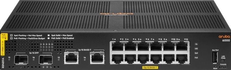 Hewlett Packard Enterprise - CX 6000 - PoE+ Switch - Zwart - 14 Poorten - 139 Watt