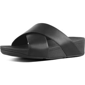 FitFlop - Lulu Cross Slide - Slippers - Zwart - Leer