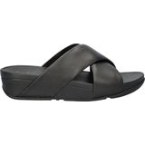 FitFlop - Lulu Cross Slide Sandals - Zwart - Leer - Microwobbleboard Zool