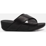 FitFlop - Lulu Cross Slide Sandals - Zwart - Leer - Microwobbleboard Zool