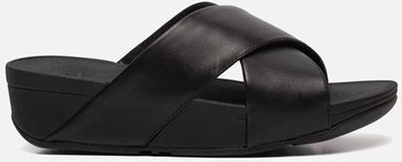 FitFlop - Lulu Cross Slide Sandals - Zwart - Leer - Microwobbleboard Zool