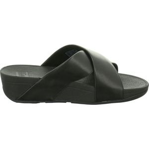 FitFlop - Lulu Cross Slide - Slippers - Zwart - Leer
